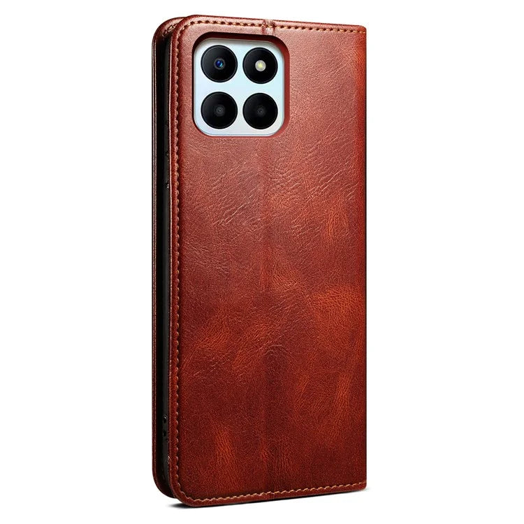 For Honor X8b 4G Waxy Crazy Horse Texture Case PU Leather Phone Cover Wallet