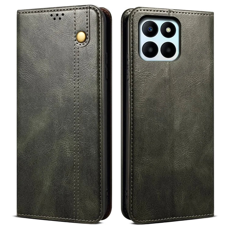For Honor X8b 4G Waxy Crazy Horse Texture Case PU Leather Phone Cover Wallet
