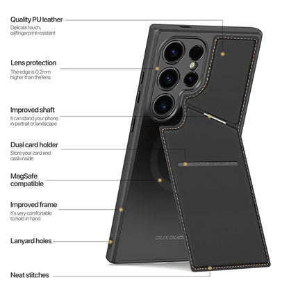 DUX DUCIS Rafi II Series for Samsung Galaxy S24 Ultra Magnetic Phone Case with Card Slots Kickstand