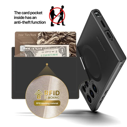 DUX DUCIS Rafi II Series for Samsung Galaxy S24 Ultra Magnetic Phone Case with Card Slots Kickstand