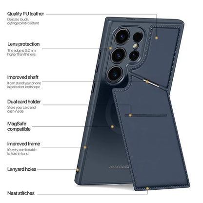 DUX DUCIS Rafi II Series for Samsung Galaxy S24 Ultra Magnetic Phone Case with Card Slots Kickstand