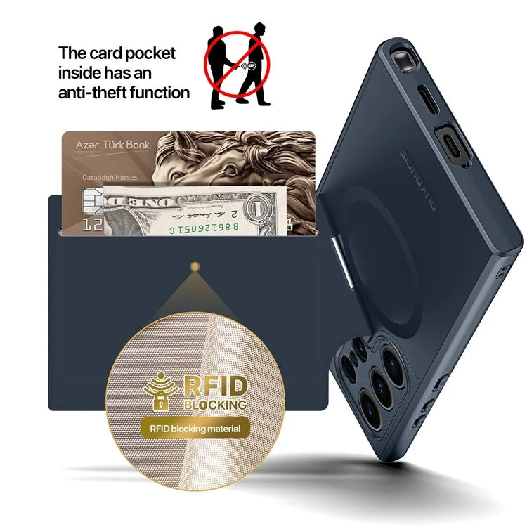 DUX DUCIS Rafi II Series for Samsung Galaxy S24 Ultra Magnetic Phone Case with Card Slots Kickstand