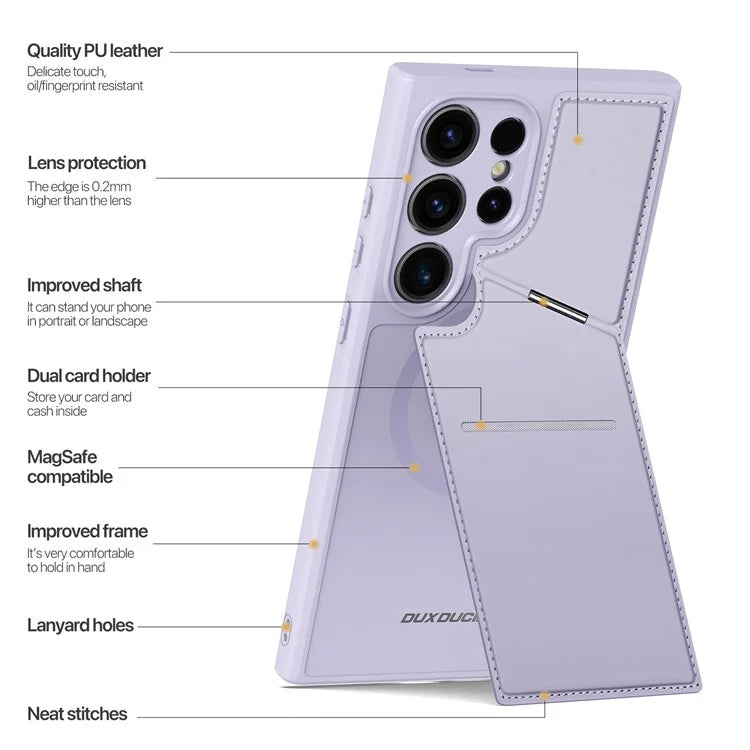DUX DUCIS Rafi II Series for Samsung Galaxy S24 Ultra Magnetic Phone Case with Card Slots Kickstand
