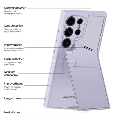 DUX DUCIS Rafi II Series for Samsung Galaxy S24 Ultra Magnetic Phone Case with Card Slots Kickstand