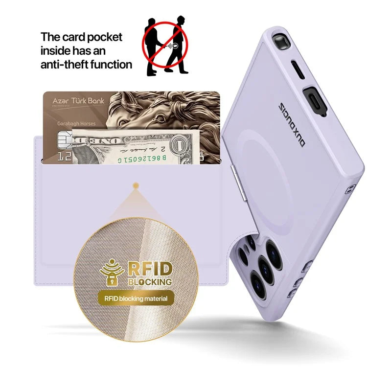 DUX DUCIS Rafi II Series for Samsung Galaxy S24 Ultra Magnetic Phone Case with Card Slots Kickstand