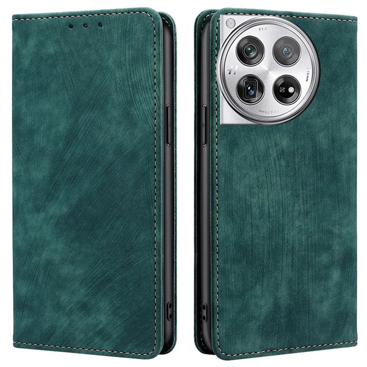 For OnePlus 12 5G Magnetic Case PU Leather Stand Wallet RFID Blocking Phone Protector