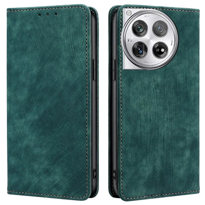 For OnePlus 12 5G Magnetic Case PU Leather Stand Wallet RFID Blocking Phone Protector