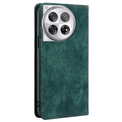 For OnePlus 12 5G Magnetic Case PU Leather Stand Wallet RFID Blocking Phone Protector