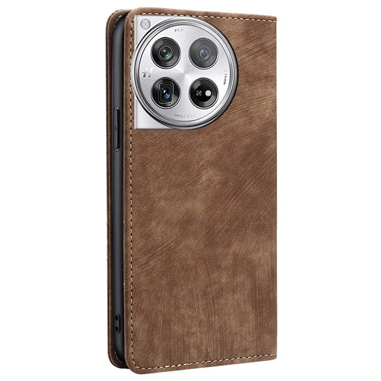 For OnePlus 12 5G Magnetic Case PU Leather Stand Wallet RFID Blocking Phone Protector