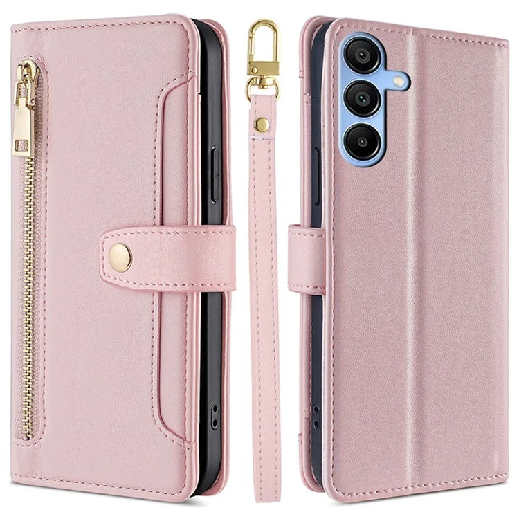 For Samsung Galaxy A15 4G / A15 5G Magnetic Phone Case Zipper Pocket 6 Card Holders Cover