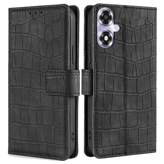For Oppo A2x 5G / A2m 5G Phone Case Wallet Skin-touch PU Leather Crocodile Texture Stand Flip Cover