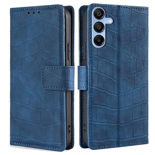 Crocodile Texture Shell for Samsung Galaxy A15 4G / 5G Phone Case Wallet PU Leather Phone Stand Cover