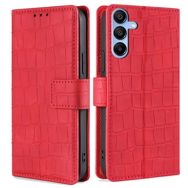 Crocodile Texture Shell for Samsung Galaxy A15 4G / 5G Phone Case Wallet PU Leather Phone Stand Cover