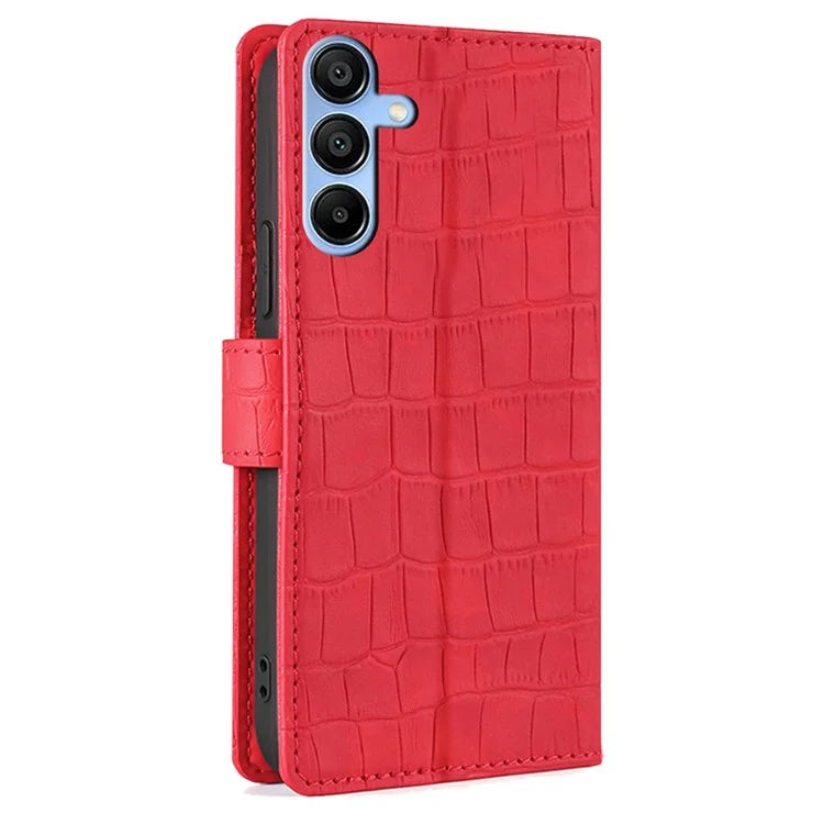 Crocodile Texture Shell for Samsung Galaxy A15 4G / 5G Phone Case Wallet PU Leather Phone Stand Cover