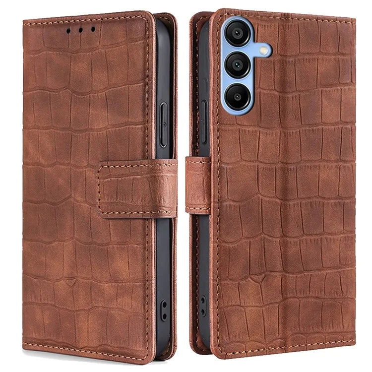 Crocodile Texture Shell for Samsung Galaxy A15 4G / 5G Phone Case Wallet PU Leather Phone Stand Cover