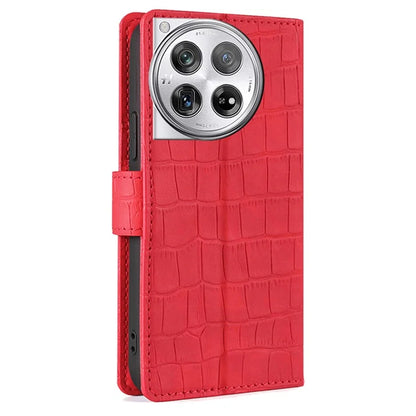 For OnePlus 12 5G Flip Phone Case PU Leather Crocodile Texture Stand Phone Shell Wallet