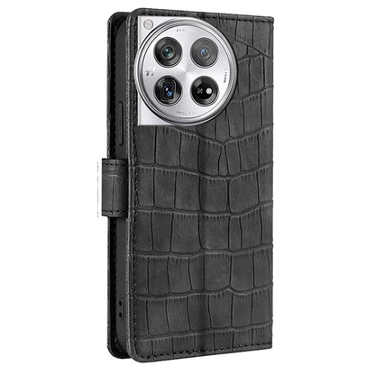 For OnePlus 12 5G Flip Phone Case PU Leather Crocodile Texture Stand Phone Shell Wallet