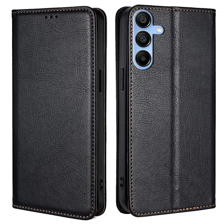 For Samsung Galaxy A15 4G / A15 5G Case Solid Color PU Leather Magnetic Closing Phone Guard Cover