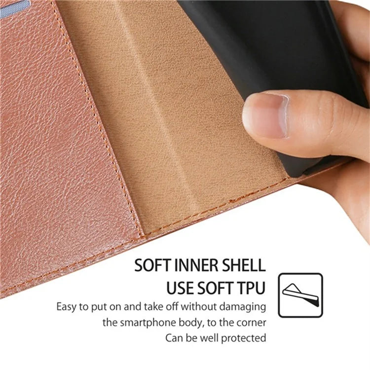 For Samsung Galaxy A15 4G / A15 5G Case Solid Color PU Leather Magnetic Closing Phone Guard Cover