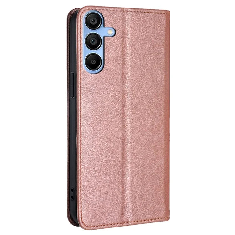 For Samsung Galaxy A15 4G / A15 5G Case Solid Color PU Leather Magnetic Closing Phone Guard Cover