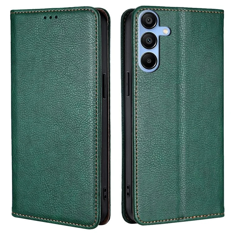 For Samsung Galaxy A15 4G / A15 5G Case Solid Color PU Leather Magnetic Closing Phone Guard Cover