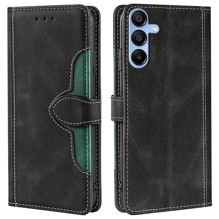 For Samsung Galaxy A15 4G / A15 5G Cover Straw Hat Design PU Leather Stand Wallet Cell Phone Case