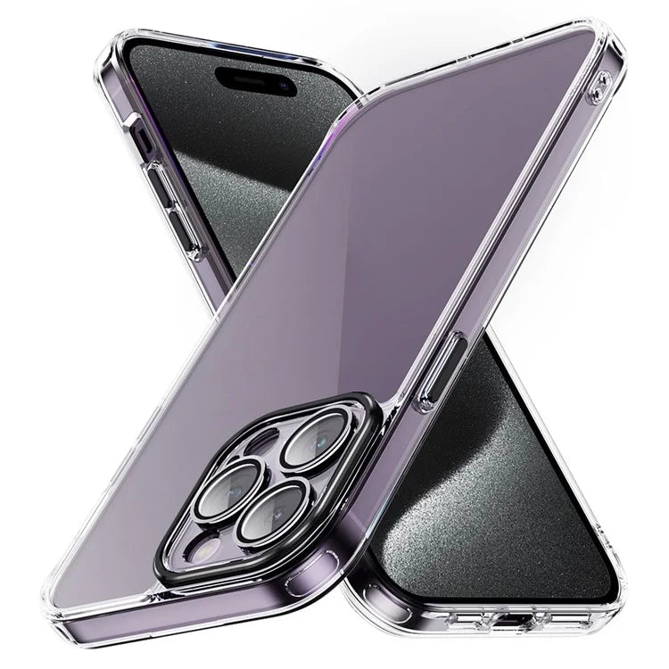YSM For iPhone 15 Pro Cell Phone Case Crystal Clear Precise Lens Cutout Back Cover