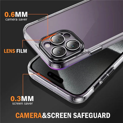 YSM For iPhone 15 Pro Cell Phone Case Crystal Clear Precise Lens Cutout Back Cover