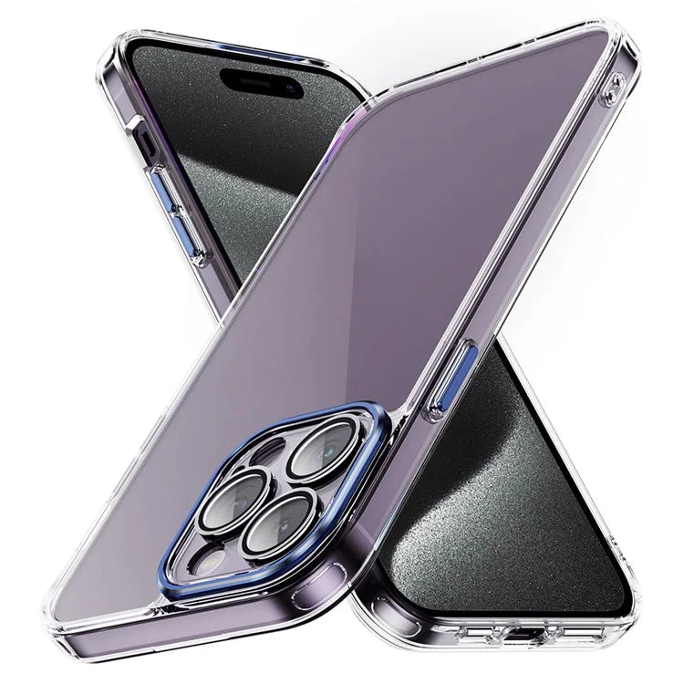 YSM For iPhone 15 Pro Cell Phone Case Crystal Clear Precise Lens Cutout Back Cover