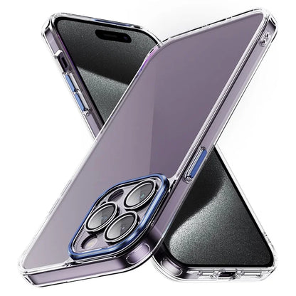 YSM For iPhone 15 Pro Cell Phone Case Crystal Clear Precise Lens Cutout Back Cover