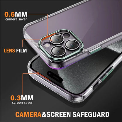 YSM For iPhone 15 Pro Cell Phone Case Crystal Clear Precise Lens Cutout Back Cover