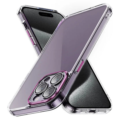 YSM For iPhone 15 Pro Cell Phone Case Crystal Clear Precise Lens Cutout Back Cover
