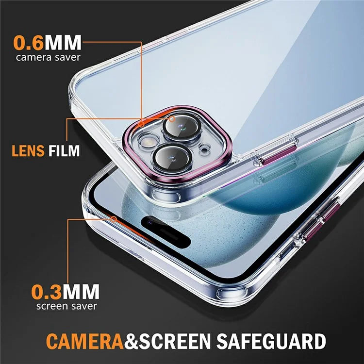 YSM For iPhone 15 Plus Cell Phone Case Acrylic+TPU Precise Lens Cutout Slim-Fit Back Shell