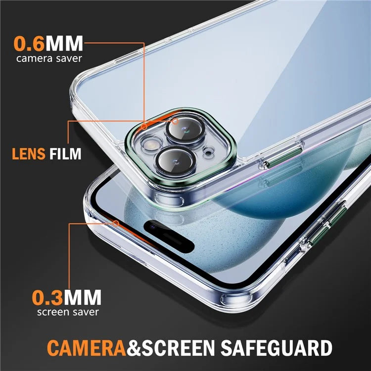 YSM For iPhone 15 Plus Cell Phone Case Acrylic+TPU Precise Lens Cutout Slim-Fit Back Shell