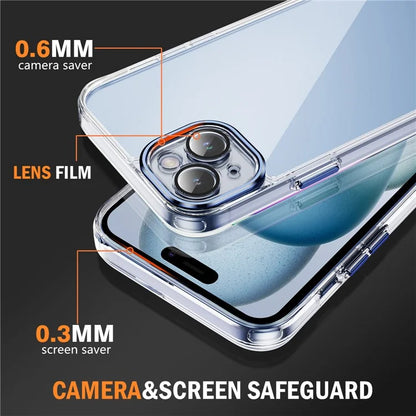 YSM For iPhone 15 Plus Cell Phone Case Acrylic+TPU Precise Lens Cutout Slim-Fit Back Shell