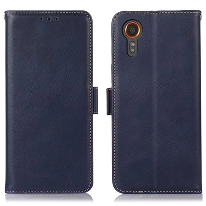 For Samsung Galaxy Xcover 7 Wallet Phone Case Genuine Cow Leather RFID Blocking