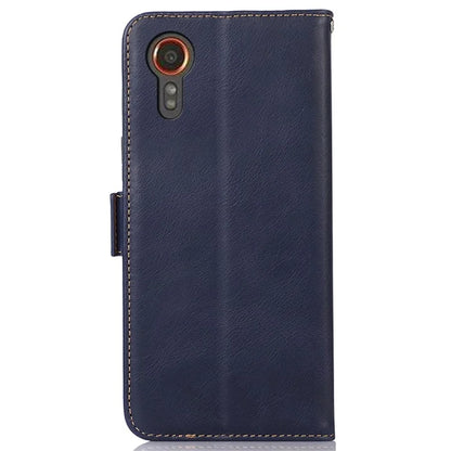 For Samsung Galaxy Xcover 7 Wallet Phone Case Genuine Cow Leather RFID Blocking