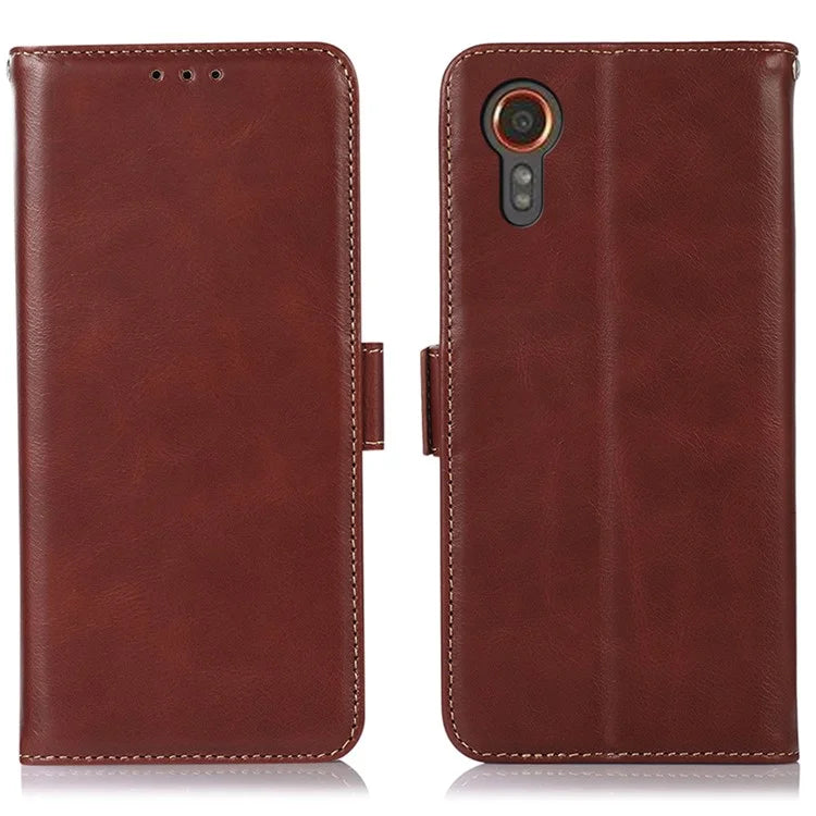 For Samsung Galaxy Xcover 7 Wallet Phone Case Genuine Cow Leather RFID Blocking