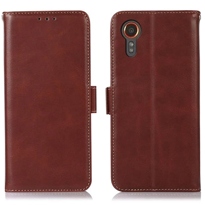 For Samsung Galaxy Xcover 7 Wallet Phone Case Genuine Cow Leather RFID Blocking
