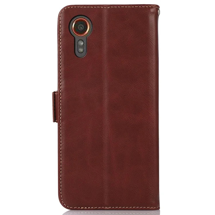 For Samsung Galaxy Xcover 7 Wallet Phone Case Genuine Cow Leather RFID Blocking