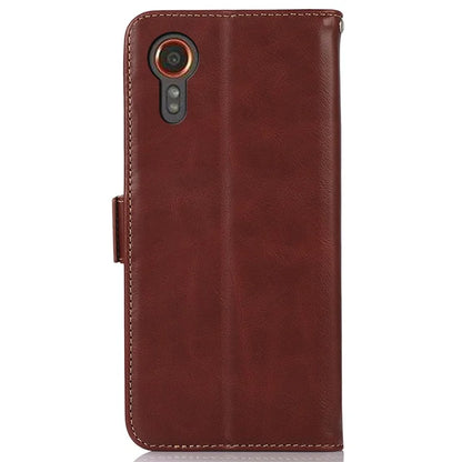 For Samsung Galaxy Xcover 7 Wallet Phone Case Genuine Cow Leather RFID Blocking