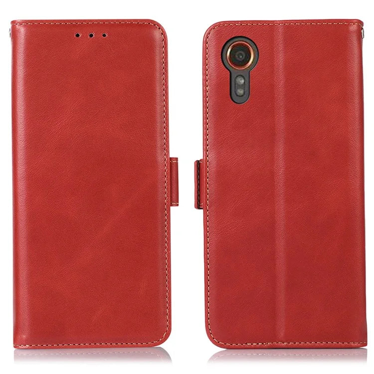 For Samsung Galaxy Xcover 7 Wallet Phone Case Genuine Cow Leather RFID Blocking