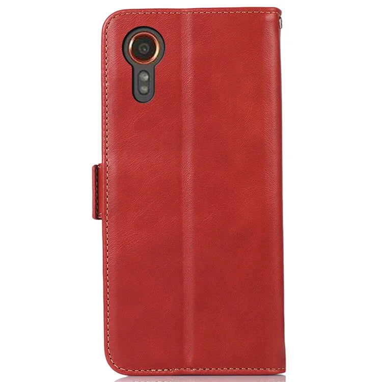 For Samsung Galaxy Xcover 7 Wallet Phone Case Genuine Cow Leather RFID Blocking