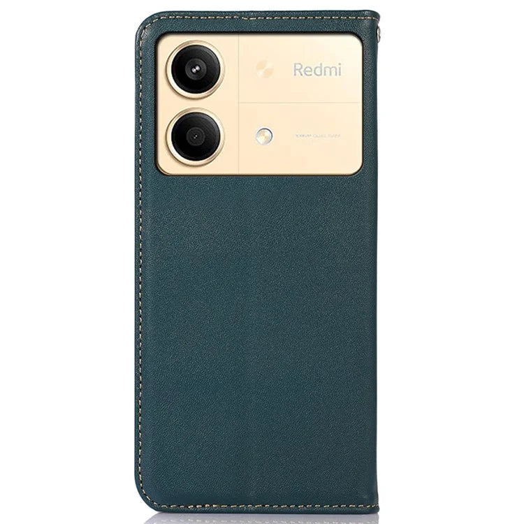 KHAZNEH For Xiaomi Redmi Note 13R Pro 5G Phone Case Genuine Cow Leather RFID Blocking