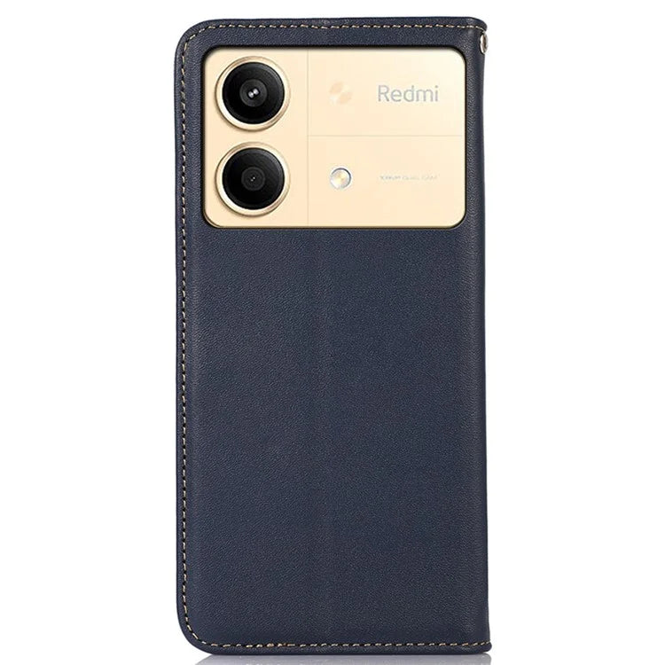 KHAZNEH For Xiaomi Redmi Note 13R Pro 5G Phone Case Genuine Cow Leather RFID Blocking