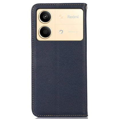 KHAZNEH For Xiaomi Redmi Note 13R Pro 5G Phone Case Genuine Cow Leather RFID Blocking