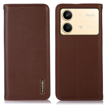 KHAZNEH For Xiaomi Redmi Note 13R Pro 5G Phone Case Genuine Cow Leather RFID Blocking