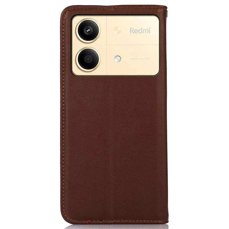 KHAZNEH For Xiaomi Redmi Note 13R Pro 5G Phone Case Genuine Cow Leather RFID Blocking