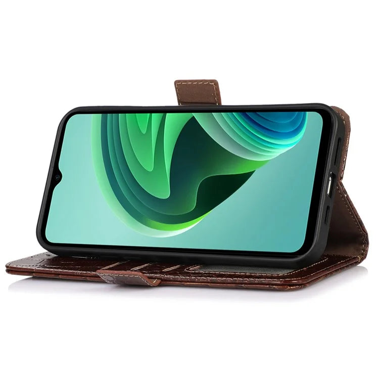 For Xiaomi Redmi Note 13R Pro 5G Phone Case Genuine Cow Leather Cover with Wallet Stand