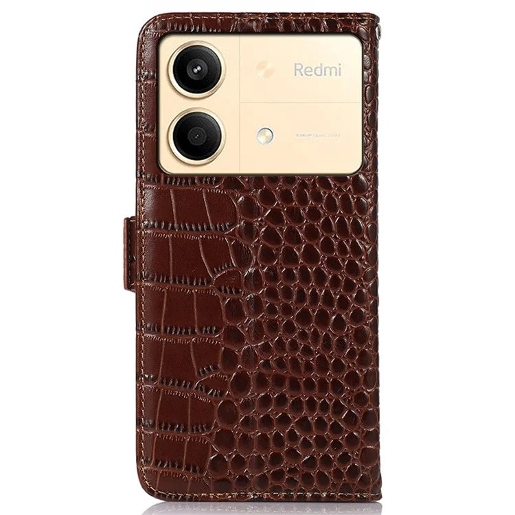 For Xiaomi Redmi Note 13R Pro 5G Phone Case Genuine Cow Leather Cover with Wallet Stand
